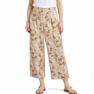 House of Harlow Linen Pants Womens Size 6 Linen Rayon Beige High Rise Wide Leg